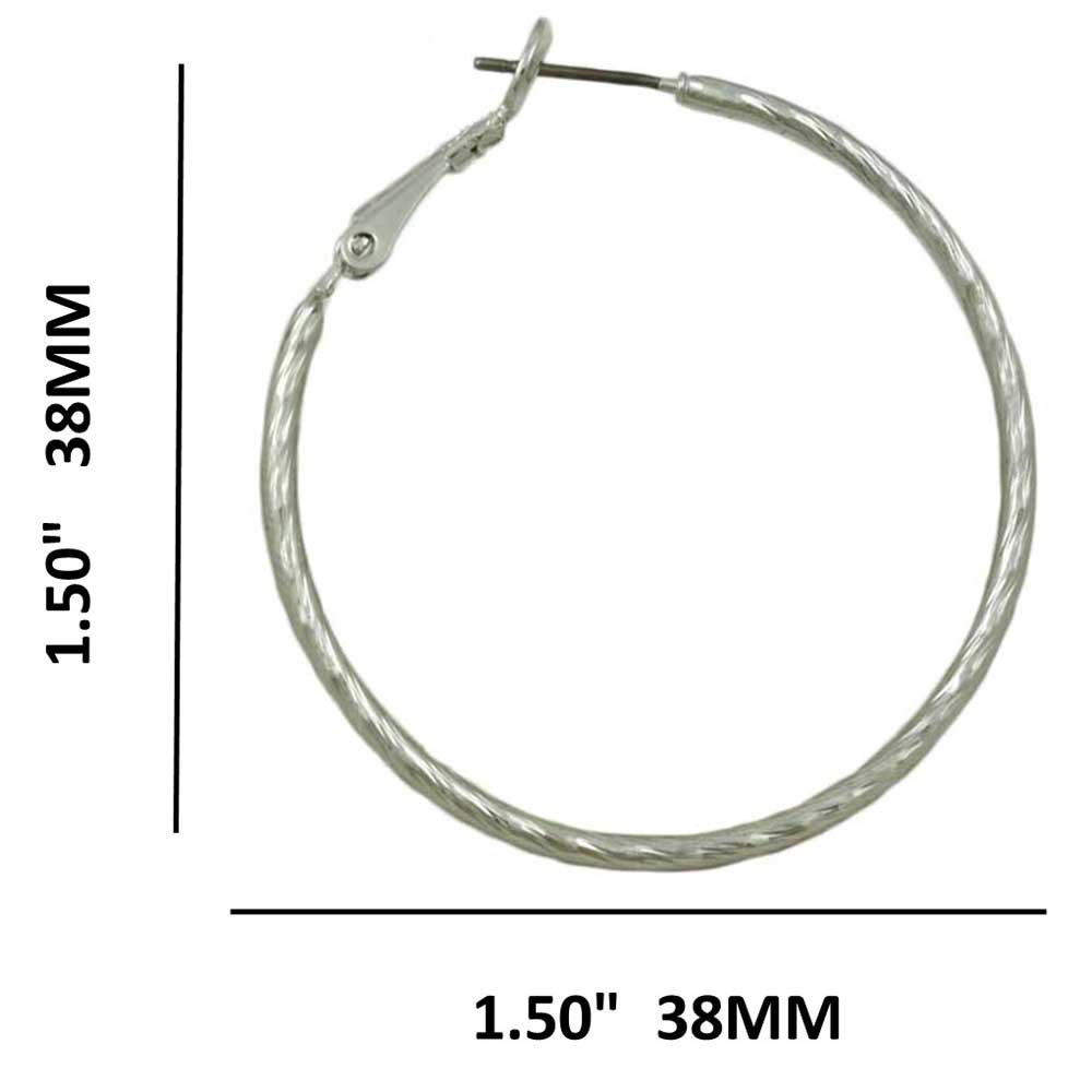 Silver Medium 1.50" Lightweight Hoop Pierced Earring - MEC210S - Lilylin Designs