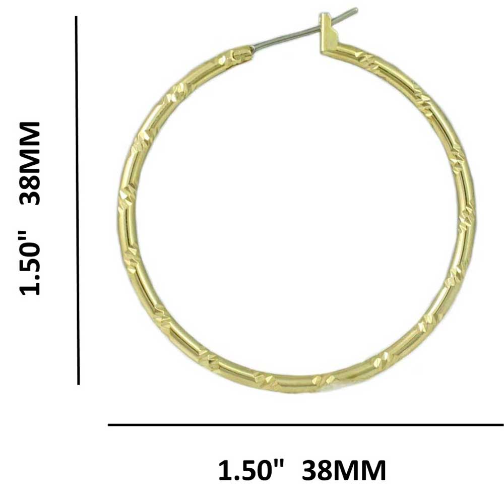 Gold - plated Diamond Cut Medium Hoop Pierced Earring - MEC401 - Lilylin Designs