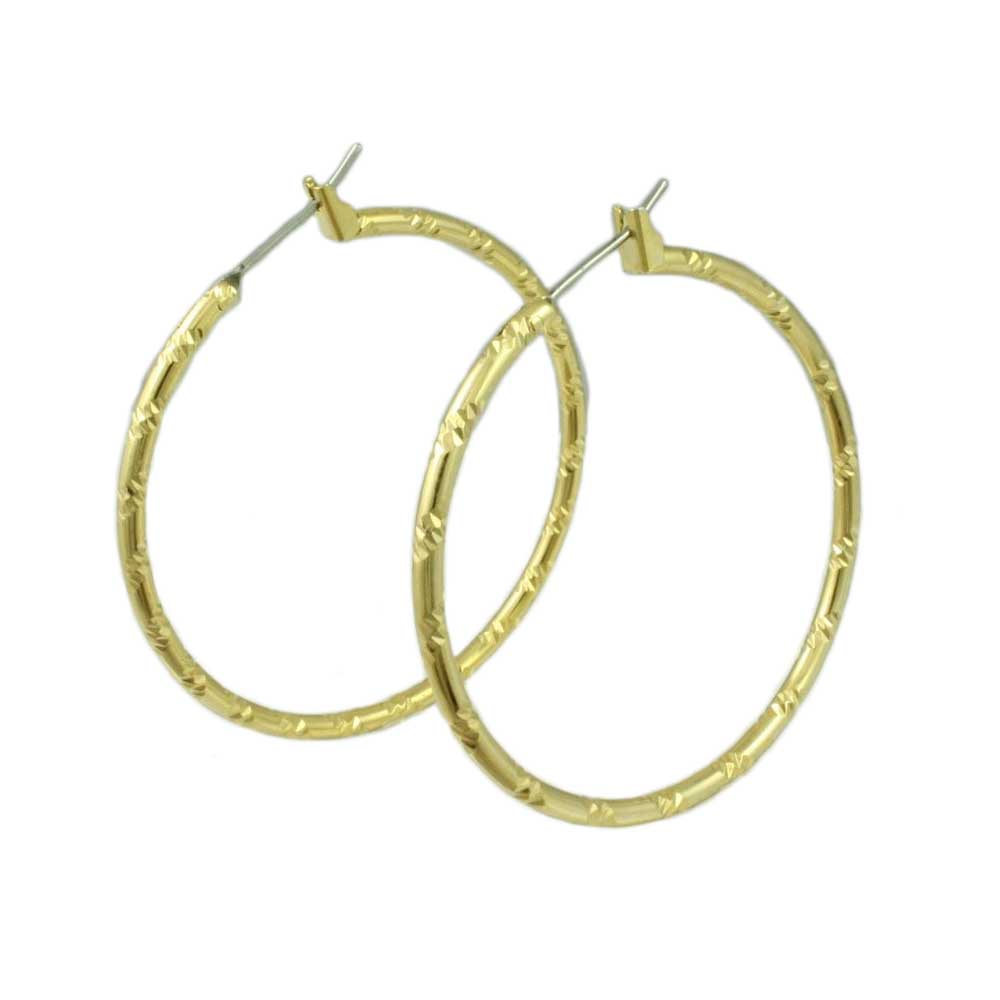 Lilylin Designs Gold-plated Diamond Cut Medium Hoop Pierced Earring