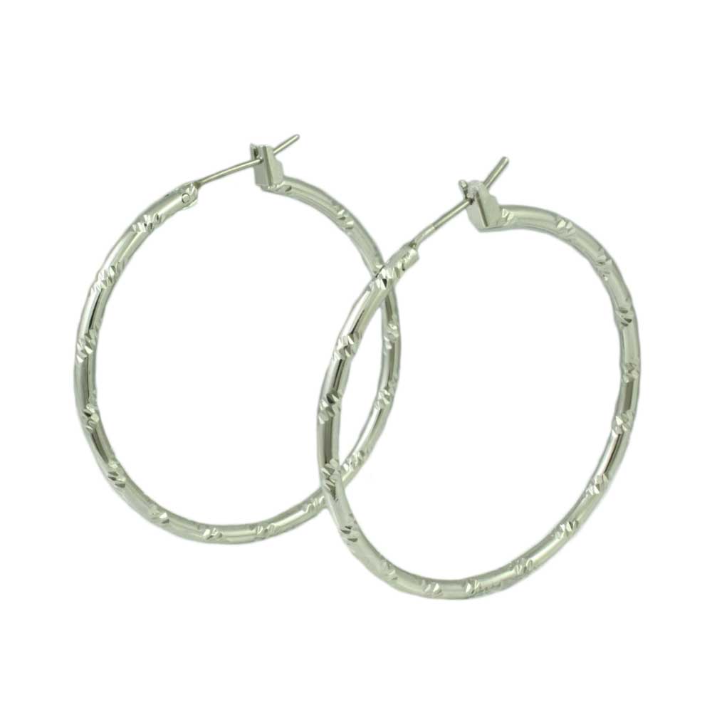 Lilylin Designs Silver-tone Diamond Cut Medium Hoop Pierced Earring