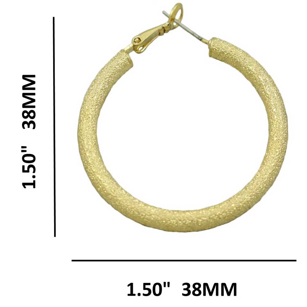 Gold - tone Frosted Medium Hoop Pierced Earring - MEC402 - Lilylin Designs
