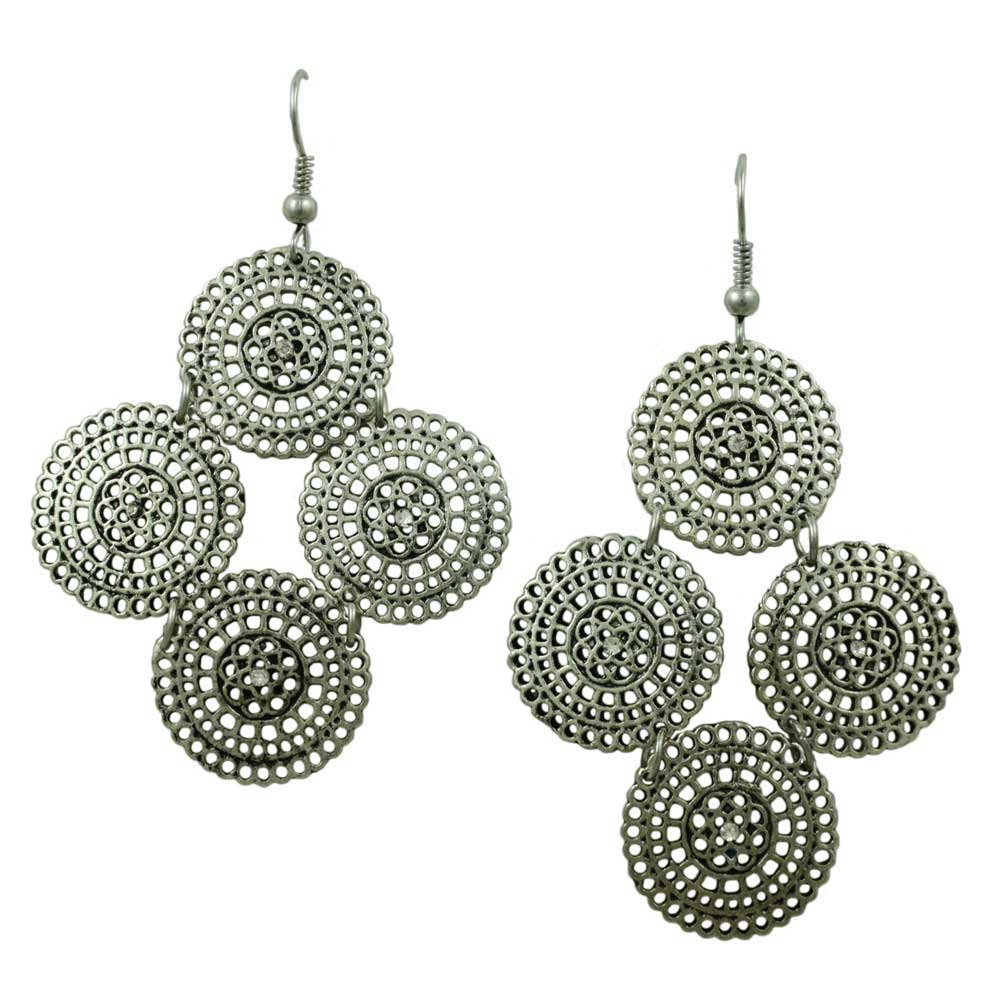 Lilylin Designs Filigree Discs with Crystals Dangling Pierced Earring