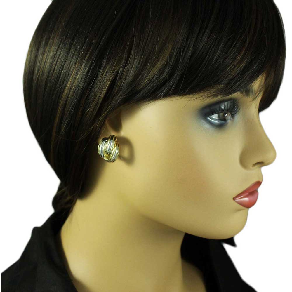 Gold and Silver Semi Hoop Clip Earring - MEC902 - Lilylin Designs