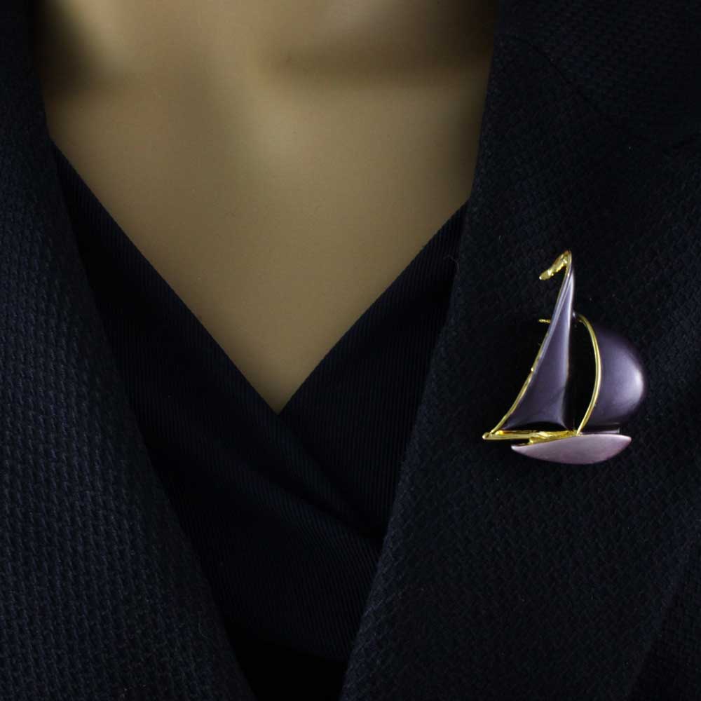 Dark and Light Purple Enamel Sailboat Brooch Pin - PF205 - Lilylin Designs