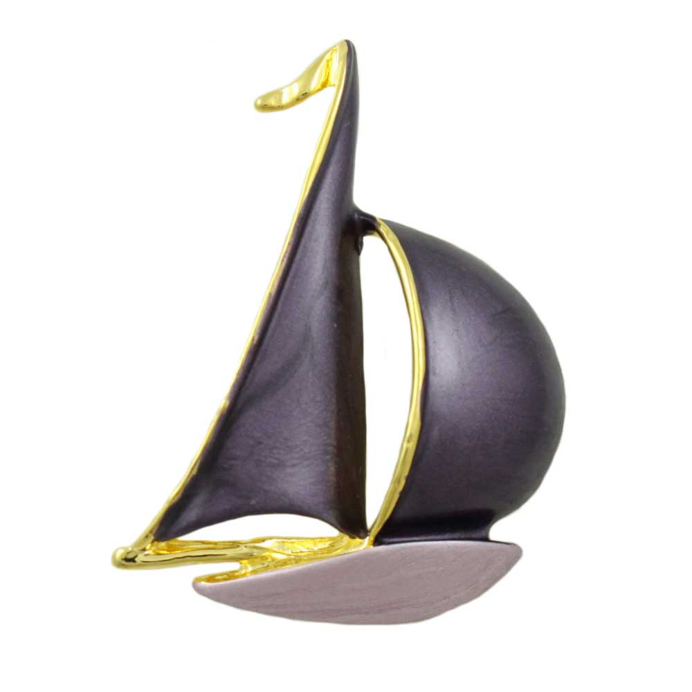 Lilylin Designs Dark and Light Purple Enamel Sailboat Brooch Pin