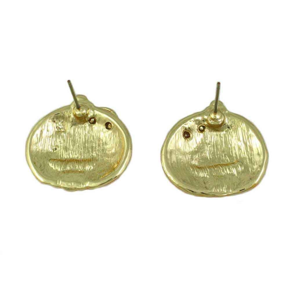 Orange Jack O Lantern Pumpkin Halloween Pierced Earring - back view - Lilylin Designs