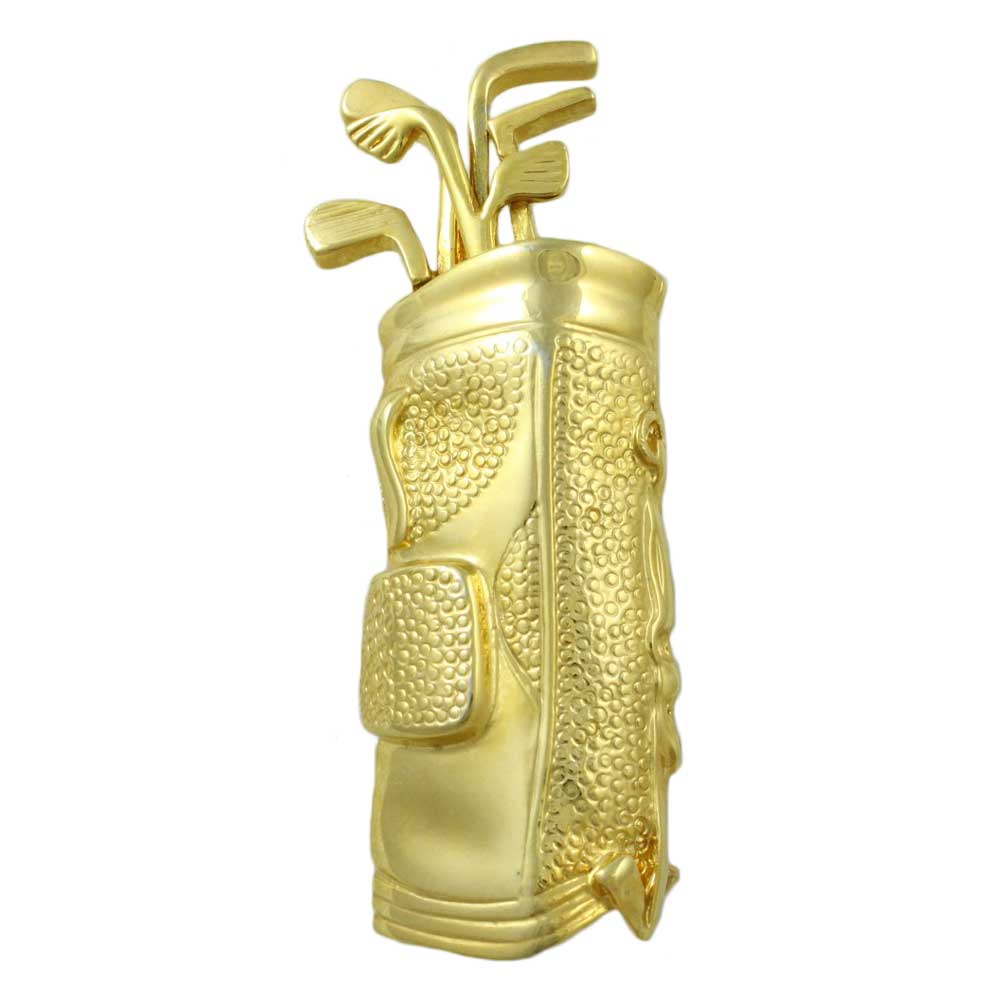 Lilylin Designs Large Gold-plated Golf Bag with Golf Clubs Brooch Pin