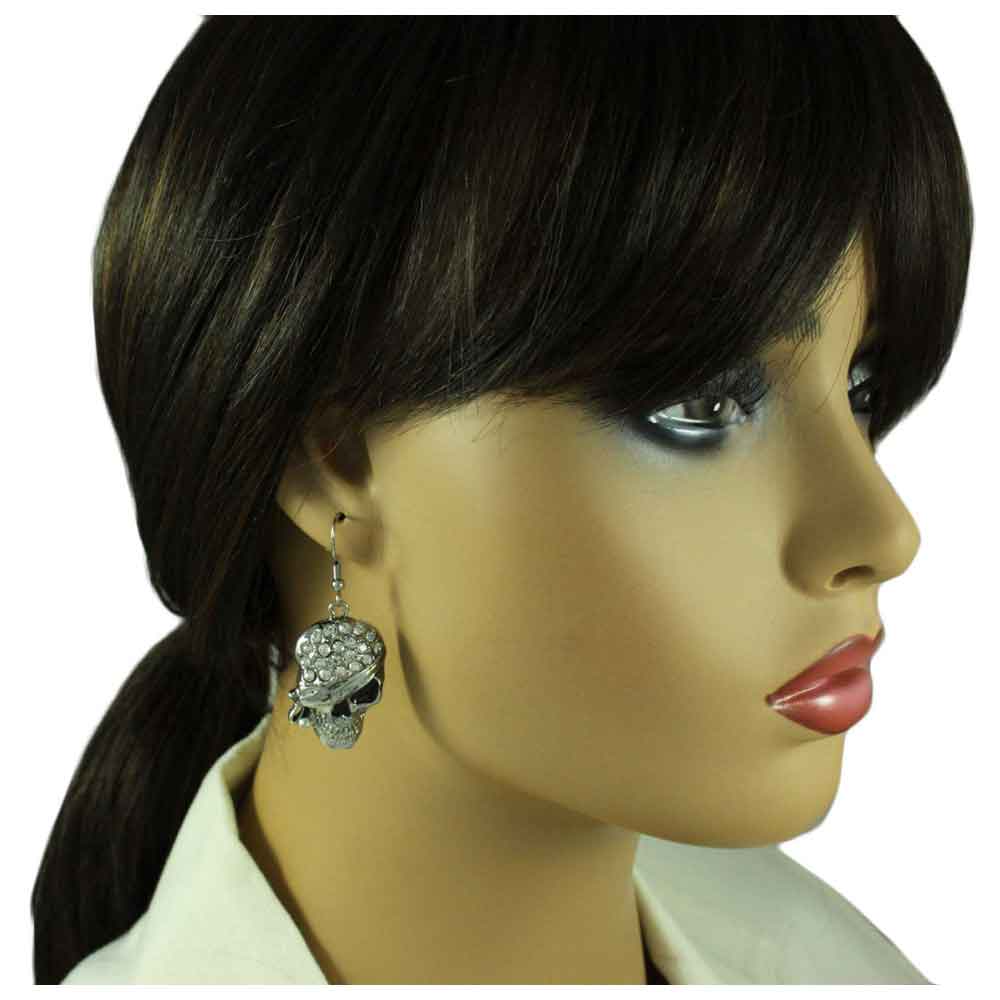Crystal Bandaged Pirate Skull Pierced Earring - PF601E - Lilylin Designs