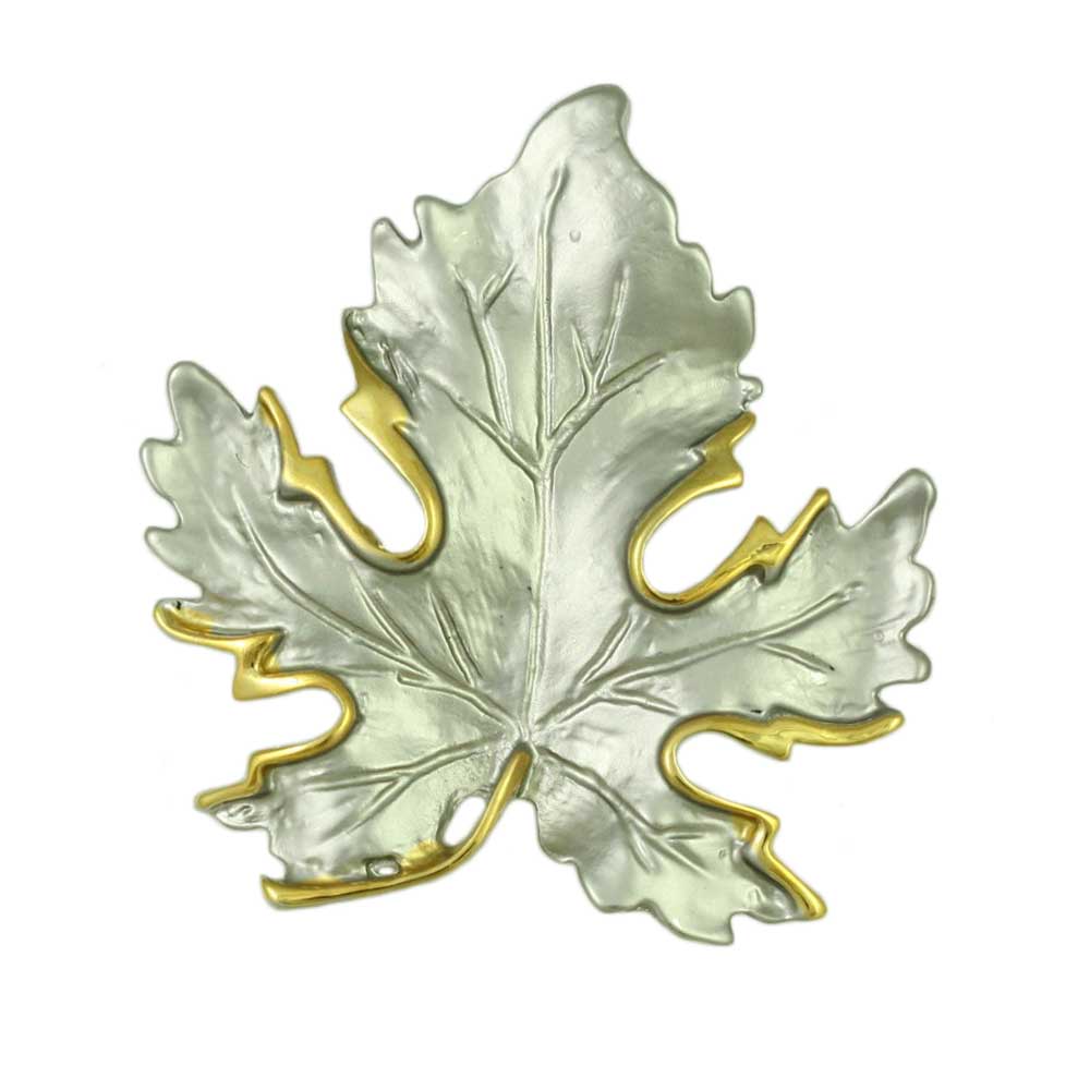 Lilylin Designs Silver Maple Leaf Edged with Gold Brooch Pin
