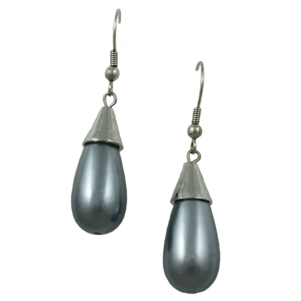 Lilylin Designs Gray Teardrop Pearl Dangling Pierced Earring