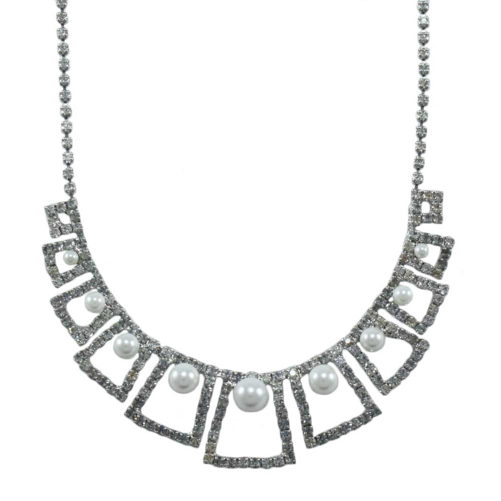 Lilylin Designs Open Crystal Squares with White Pearls Necklace