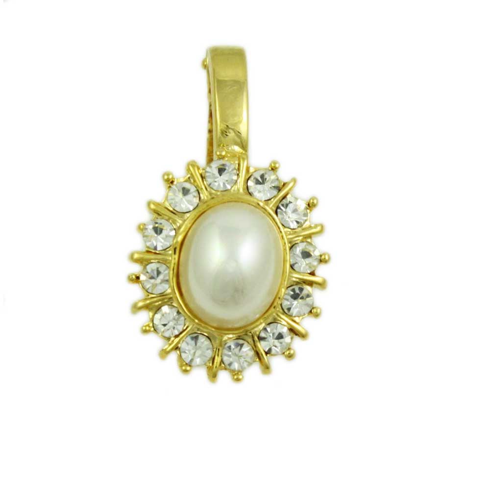 Oval Cream Pearl Enhancer Surrounded by Crystals - PR310 - Lilylin Designs