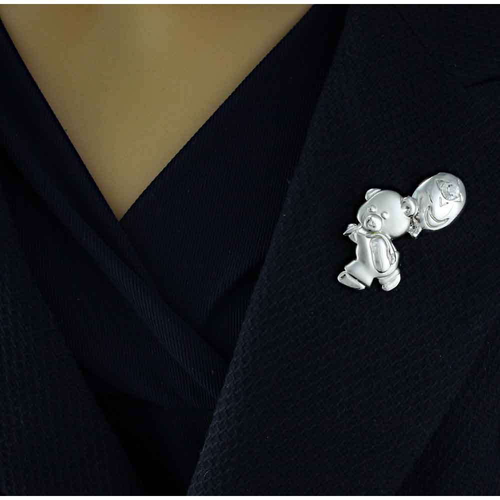 Teddy Bear with Overalls and Balloon Brooch Pin - PRA035 - Lilylin Designs