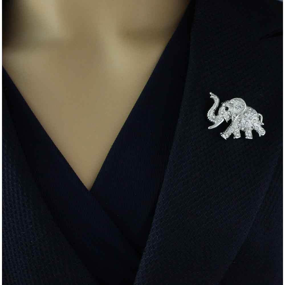 Small Crystal Baby Elephant Brooch Pin - PRA036B - Lilylin Designs