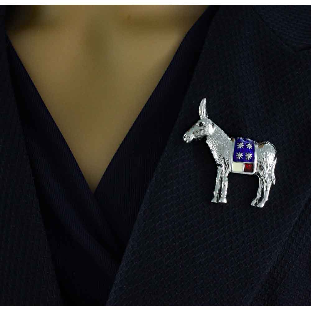 Red White Blue Patriotic Donkey Brooch Pin - PRA640 - Lilylin Designs
