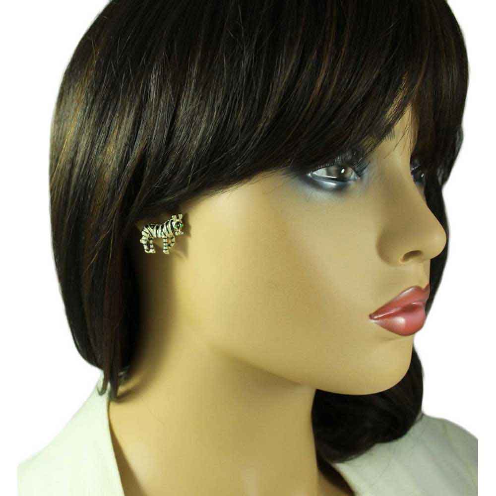 Black and White Enamel Zebra Pierced Earring - PRA819E - Lilylin Designs