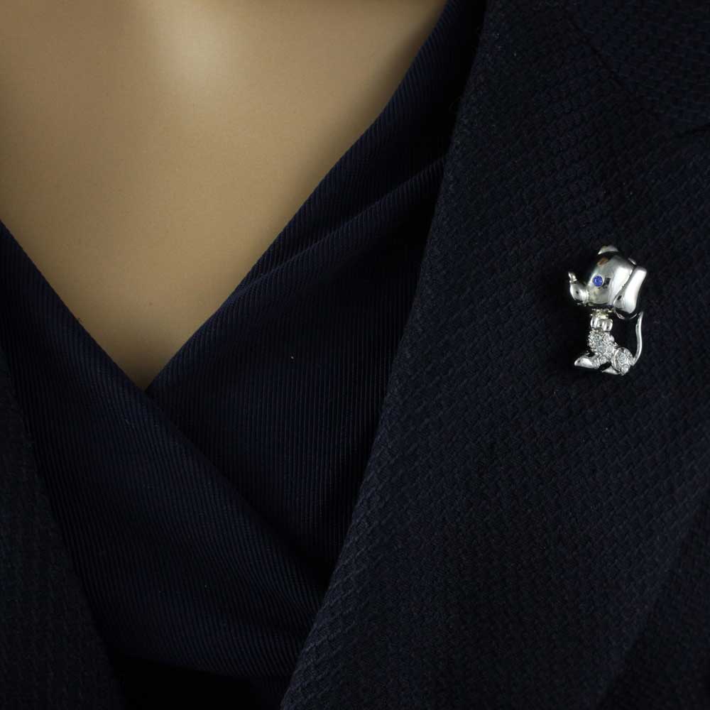 Small Crystal Big Head Puppy Dog Brooch Pin - PRD101 - Lilylin Designs