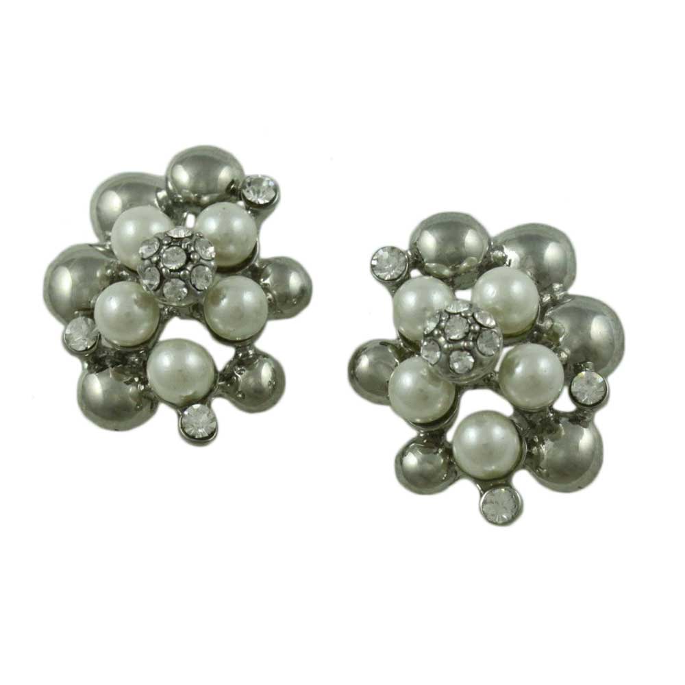 Lilylin Designs White Pearls with Silver Balls Pierced or Clip Earring