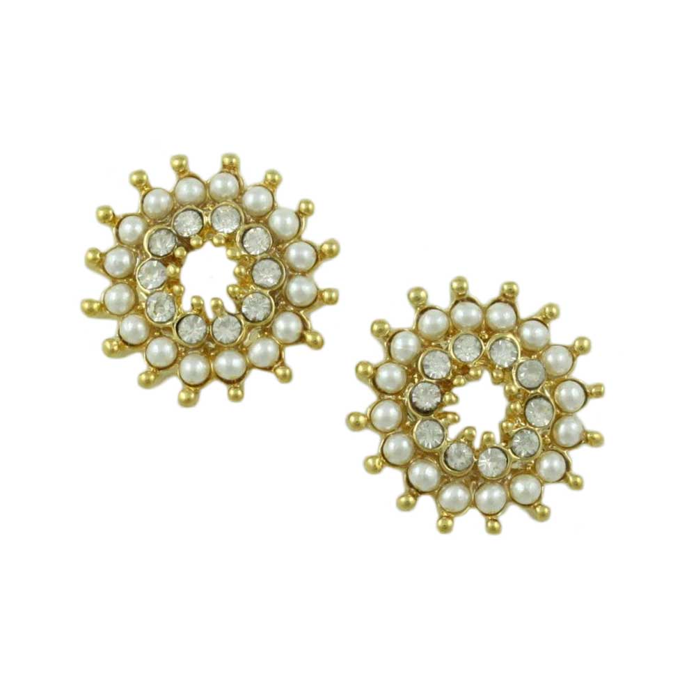 Lilylin Designs White Seed Pearls with Clear Crystals Pierced Earring