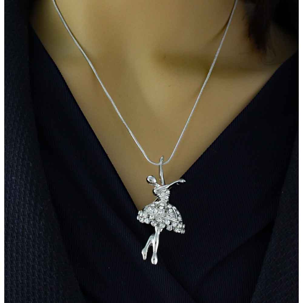 Crystal Dancing Ballerina Brooch Pin and Pendant - PRF131 - Lilylin Designs