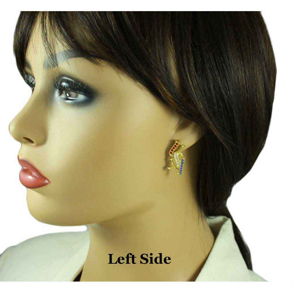 Gold Patriotic Red White Blue USA Pierced Earring - PRF304E - Lilylin Designs