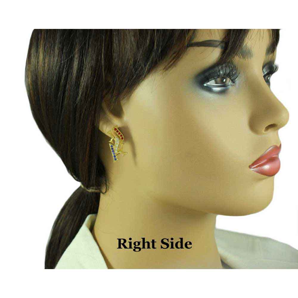 Gold Patriotic Red White Blue USA Pierced Earring - PRF304E - Lilylin Designs