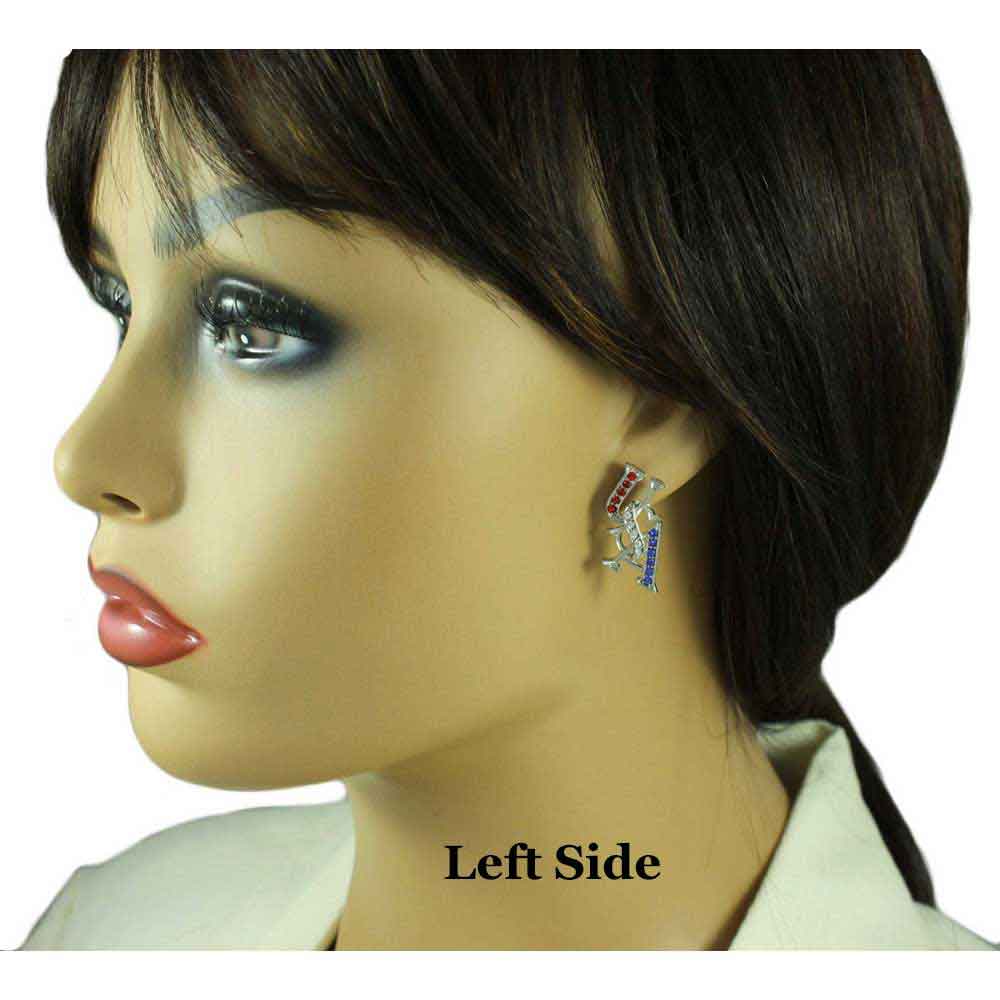 Silver Patriotic Red White Blue USA Pierced Earring - PRF304SE - Lilylin Designs