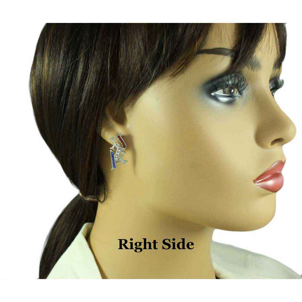 Silver Patriotic Red White Blue USA Pierced Earring - PRF304SE - Lilylin Designs