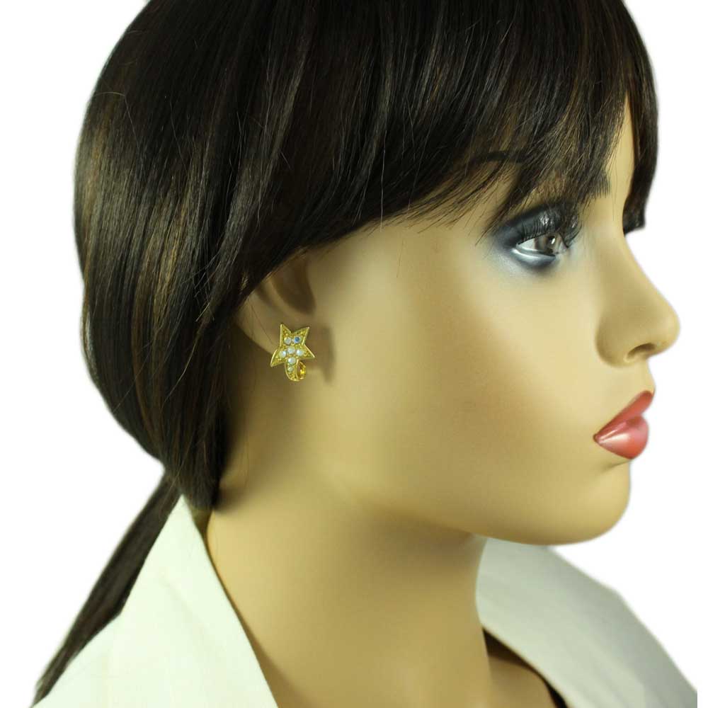 Aurora Borealis Crystals Shooting Star Pierced Earring - PRF321E - Lilylin Designs