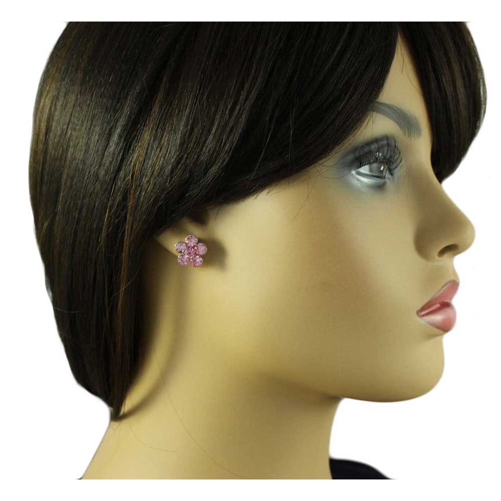 Pastel Floral Cross Necklace with Crystal Daisy Earring Set - PT520BS - Lilylin Designs
