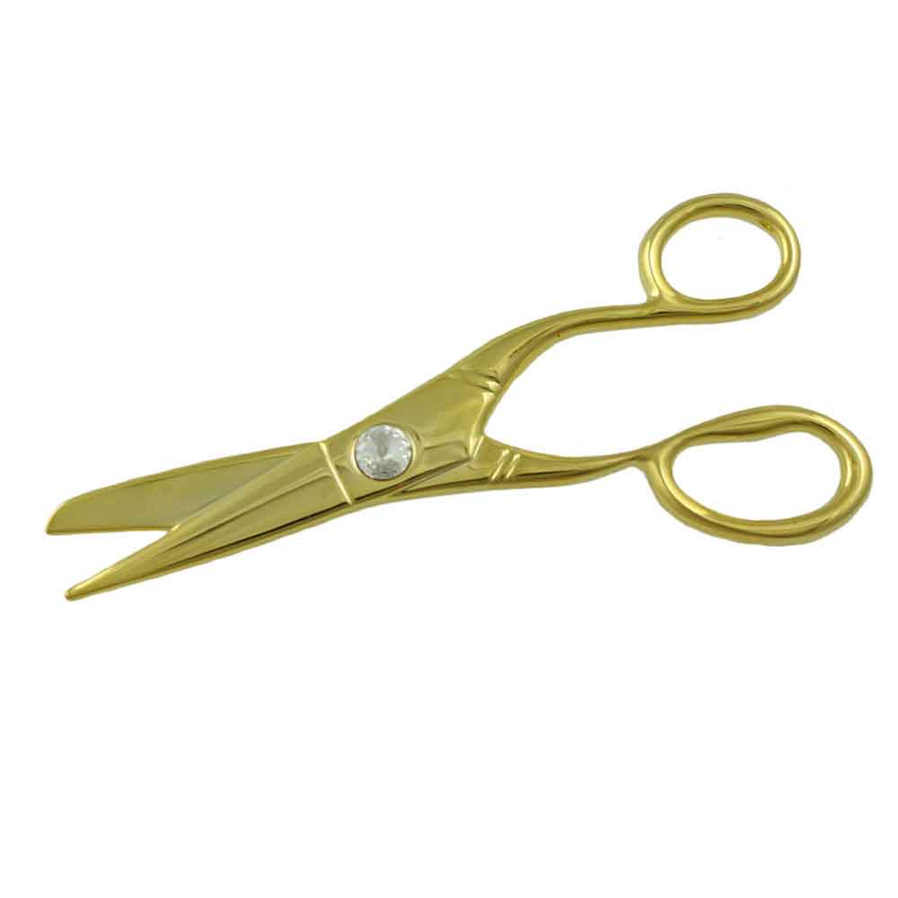 Lilylin Designs Large Gold-plated Scissors with Crystal Brooch Pin