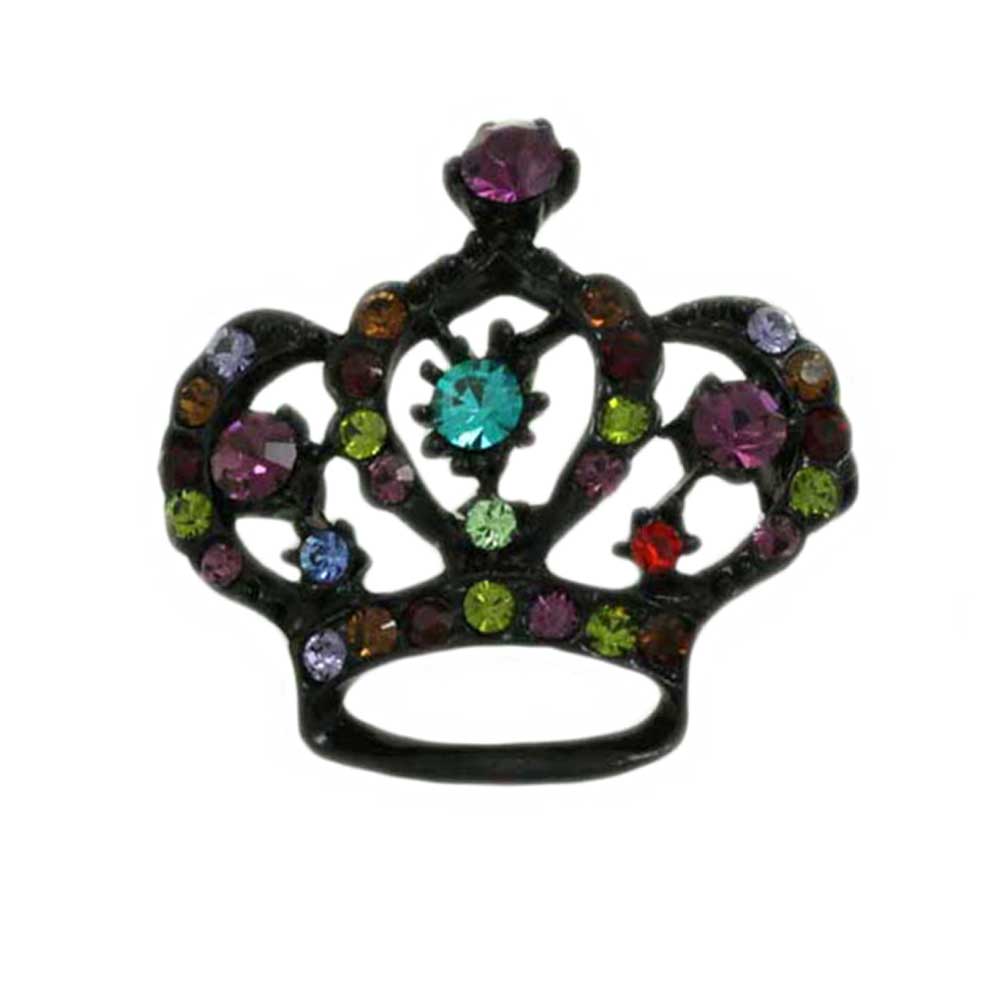 Lilylin Designs Black Crown with Bejeweled Crystals Brooch Pin