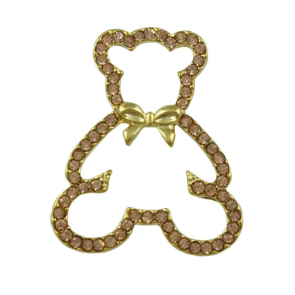 Lilylin Designs Light Brown Crystal Teddy Bear Brooch Pin