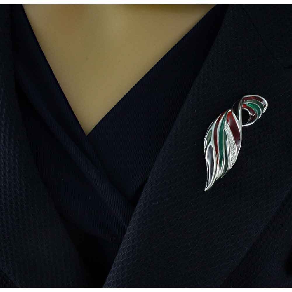 Colorful Enamel and Crystal Wave Brooch Pin - PRF713 - Lilylin Designs