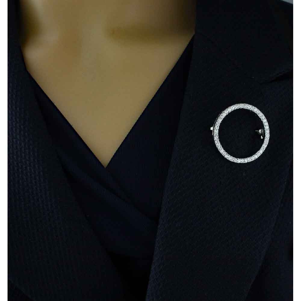 Silver - tone with Clear Crystals Infinity Circle Brooch Pin - PRF727 - Lilylin Designs