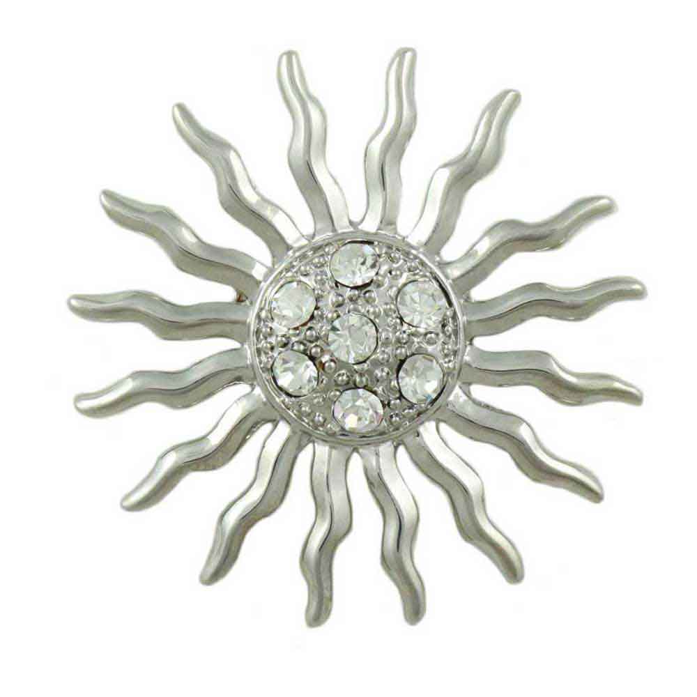 Lilylin Designs Crystal Sun Brooch Pin with Clear Crystals