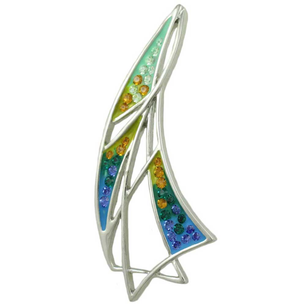 Lilylin Designs Colorful Enamel and Crystal Sailboat Brooch Pin