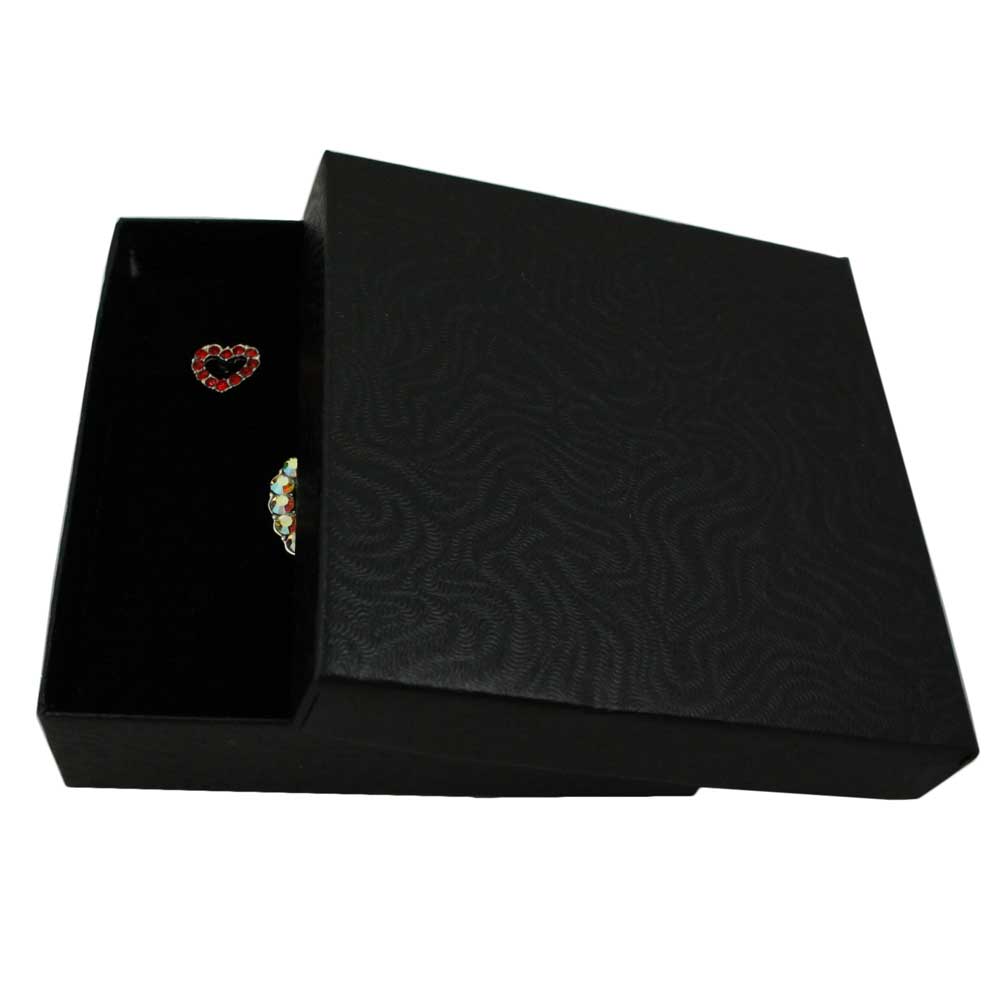 Crystal AB Heart Brooch Pin with Red Heart Stud Earring Set - PRH833PE - Lilylin Designs