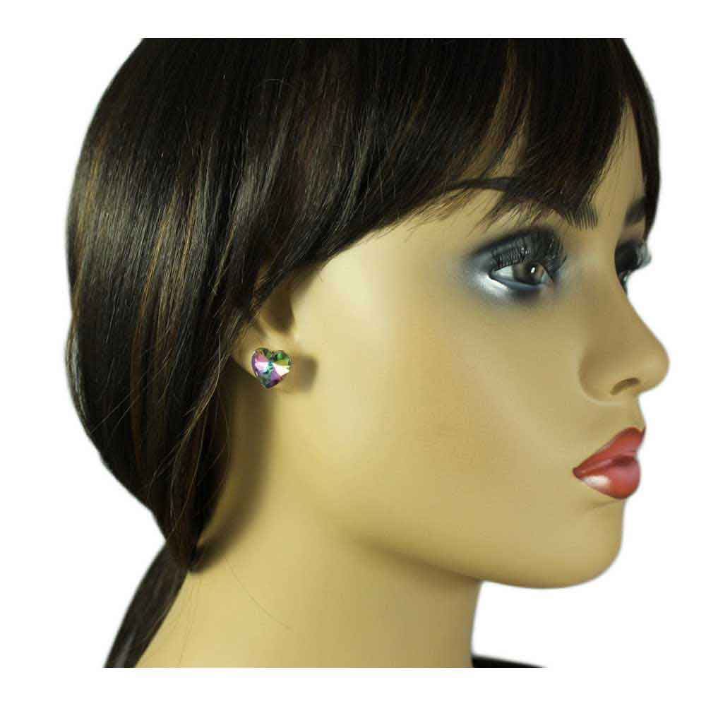 Small Sparkling Purple Heart Stud Pierced Earring - PRH837ES - Lilylin Designs