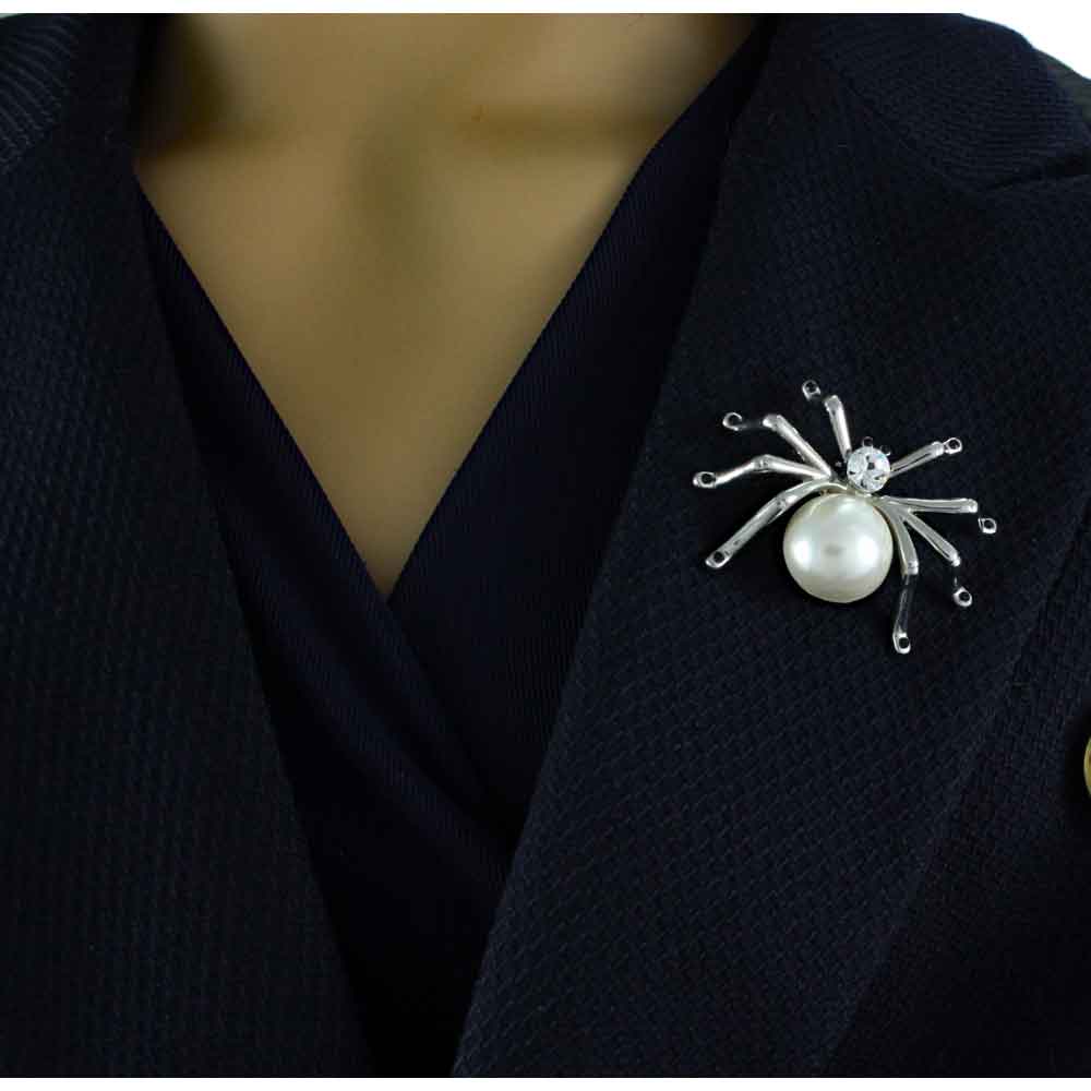 Spider with Large Pearl Body Brooch Pin - PRI013 - Lilylin Designs