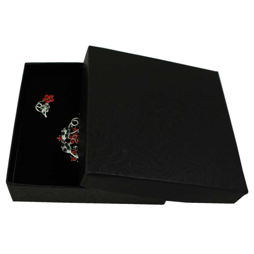 Floral Christmas Wreath Pin and Earring Boxed Set - PRL029XBS - Lilylin Designs