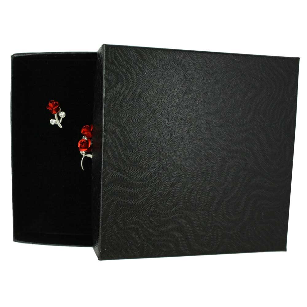 Bouquet of Red Roses Brooch Pin and Rose Earring Set - PRL105SBS - Lilylin Designs
