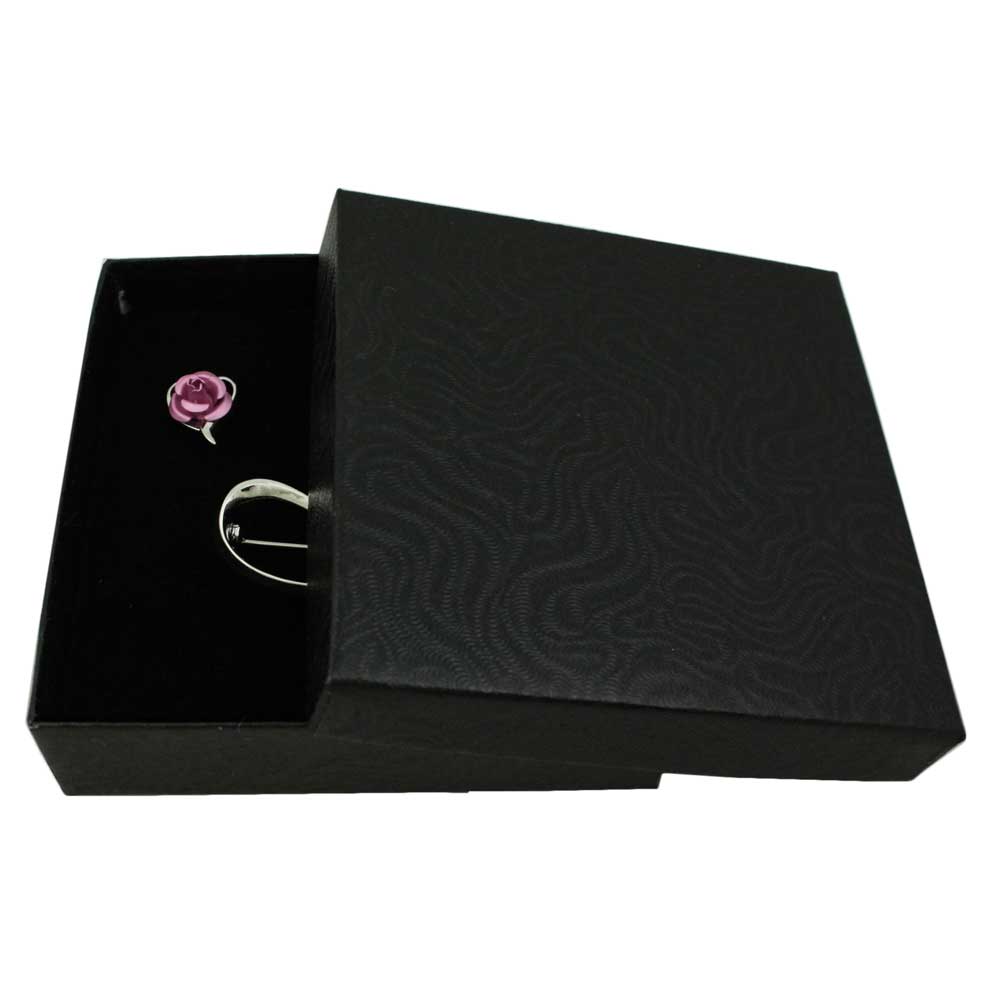 Bow with Pink Rose Pin and Pink Rose Stud Earring Set - PRL132BS - Lilylin Designs