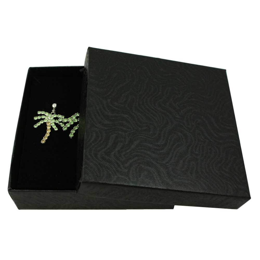 Crystal Palm Tree Brooch Pin and Earring Gift Set - PRL165BS - Lilylin Designs