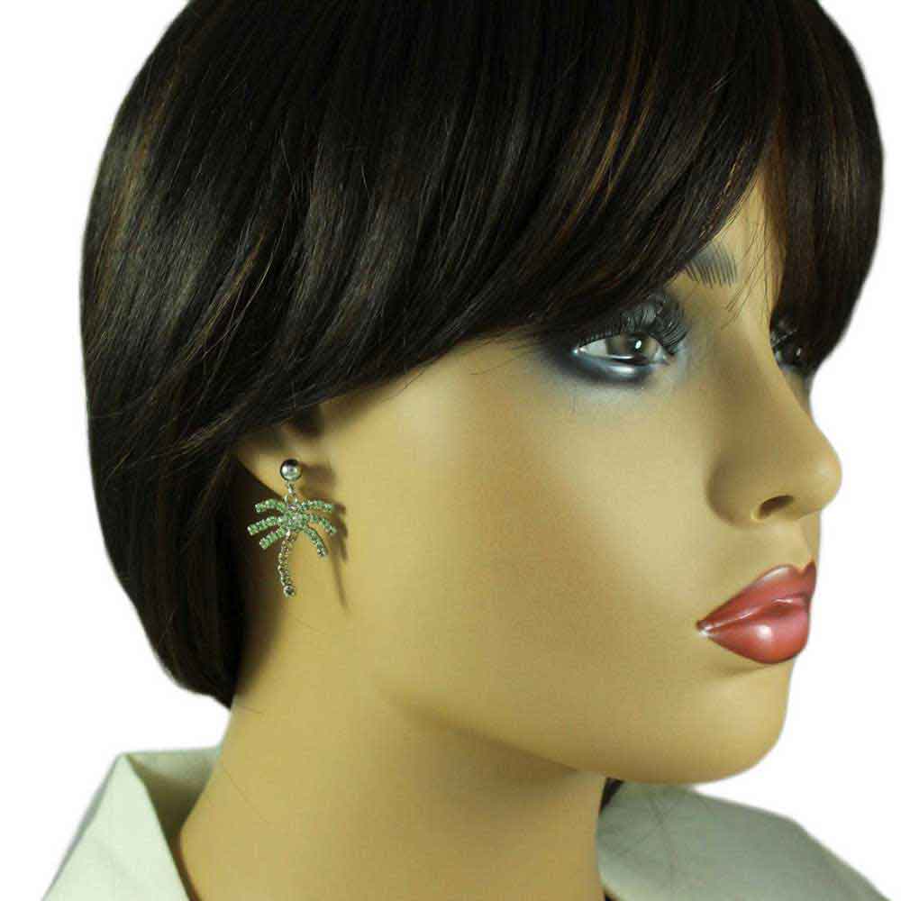 Crystal Palm Tree Brooch Pin and Earring Gift Set - PRL165BS - Lilylin Designs