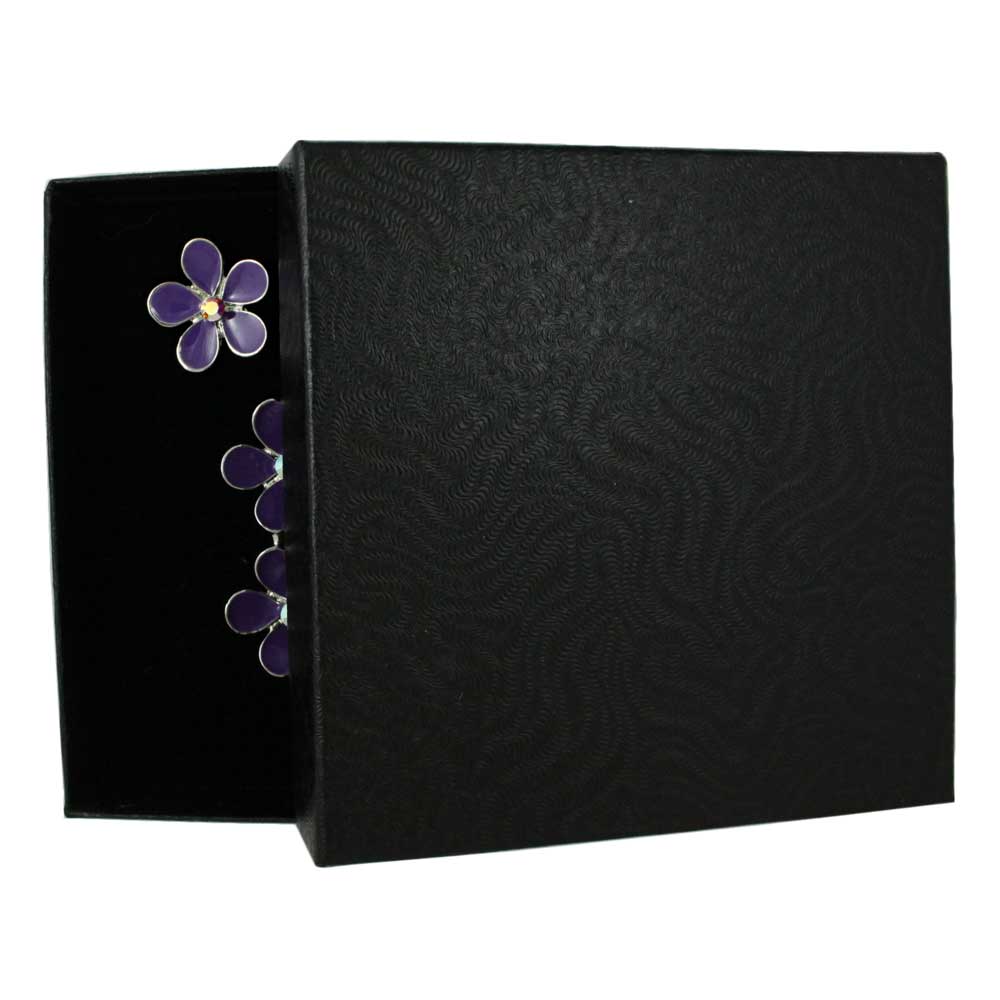 Shades of Purple Daisies Brooch Pin and Earring Set - PRL178BS - Lilylin Designs