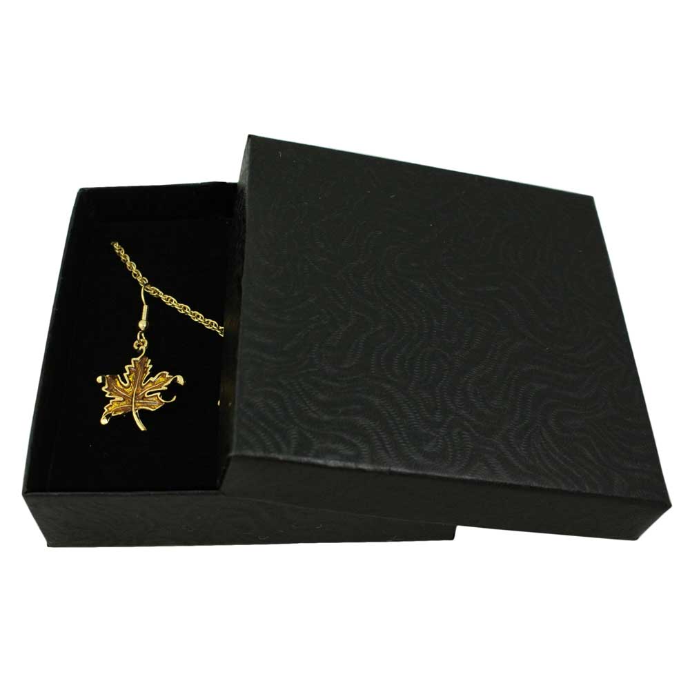 Dark Gold Enamel Maple Leaf Necklace and Earring Set - PRL341NS - Lilylin Designs