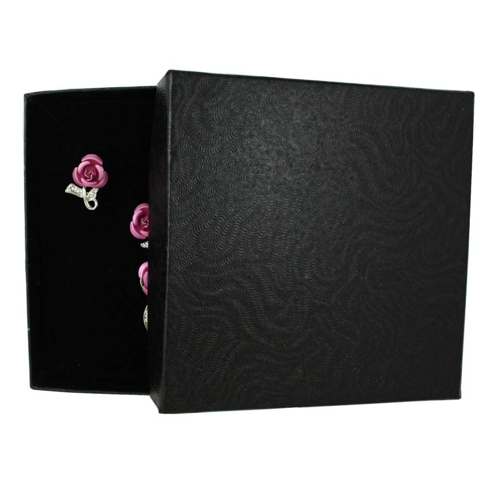 Pink Roses Brooch Pin with Rose Earring Gift Set - PRL421SBS - Lilylin Designs