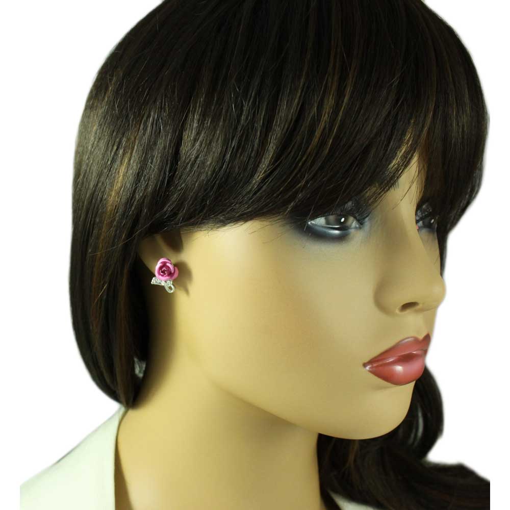 Pink Roses Brooch Pin with Rose Earring Gift Set - PRL421SBS - Lilylin Designs