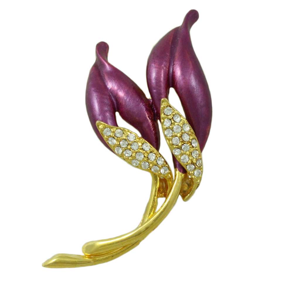 Lilylin Designs Deep Purple Enamel with Crystals Flower Brooch Pin